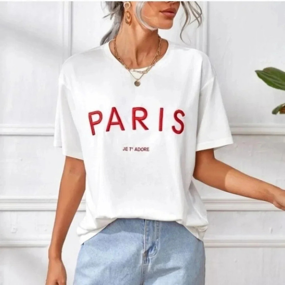 Embroidered PARIS Tee Casual contemporary minimalist - Picture 1 of 5